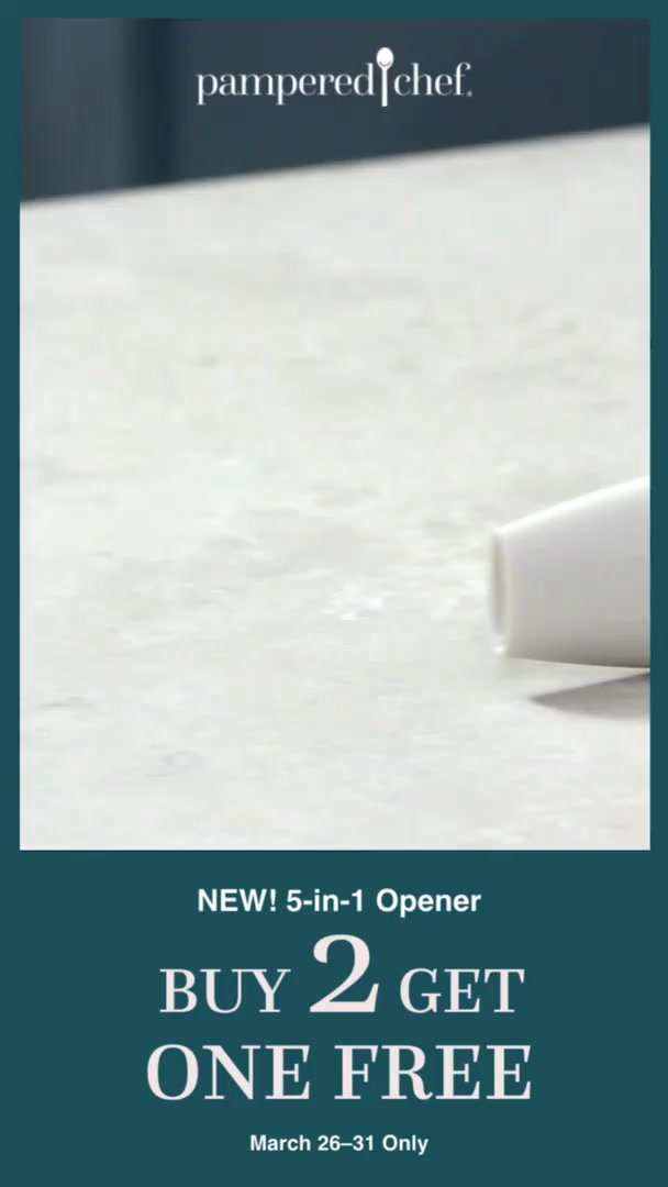🚨 Say goodbye to the struggle and hello to the 5-in-1 Opener! 🚨No more wrestling with stubborn jar lids, breaking nails on can tabs, or battling plastic bottle caps. This handy kitchen hero does it all—effortlessly!🏆✨💥 BONUS ALERT: Buy 2, get 1 FREE! 💥Snag this deal before it’s gone!#PamperedChef #LetsGetCooking #KitchenGadgetGoals #NoMoreBrokenNails #5in1Opener #MultiTaskingMagic  #Sale https://www.pamperedchef.com/pws/bethanyberry/